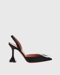 Desideria Rhinestone Slingback Flared Heels In Black