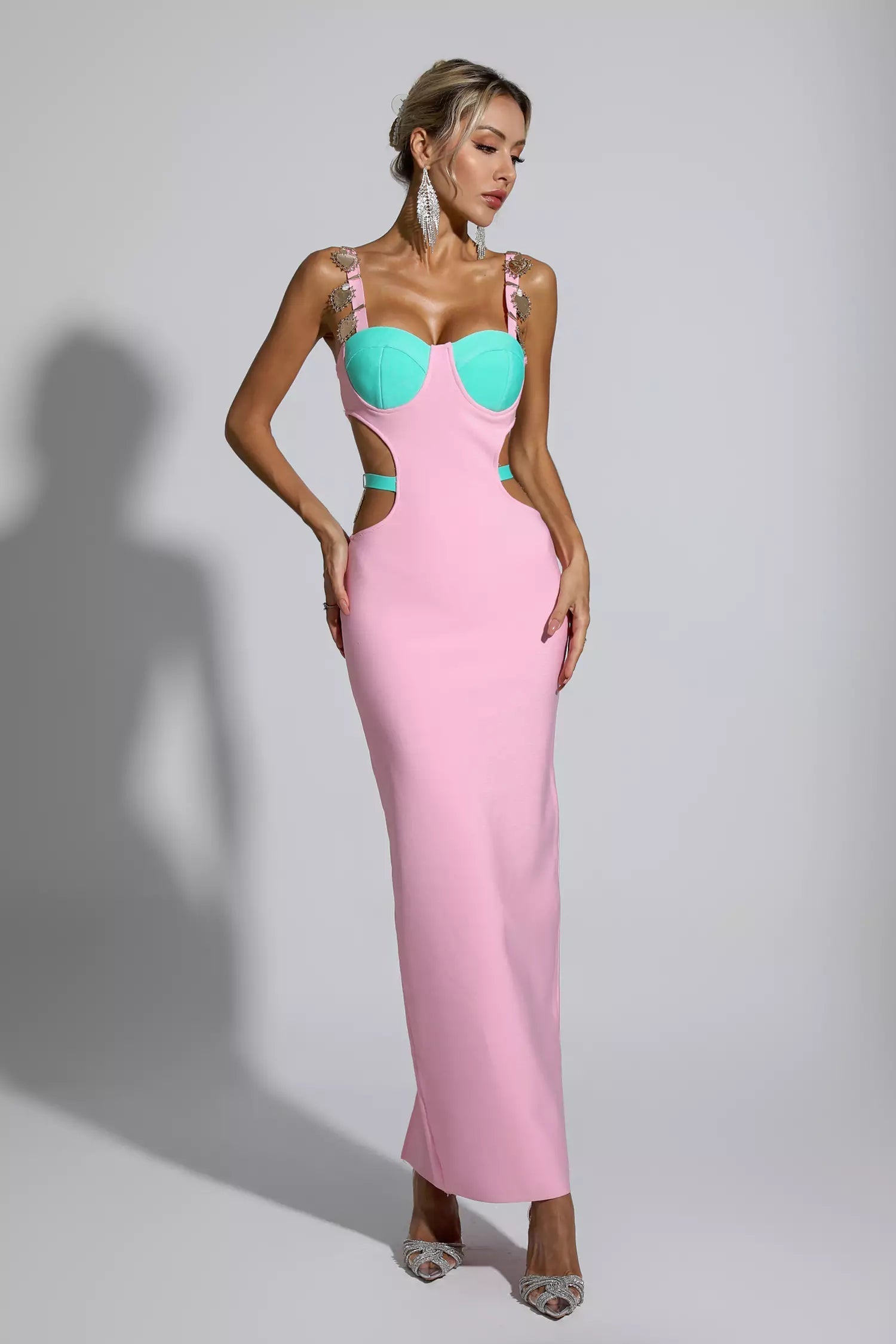 Kesia Bandage Metallic Maxi Dress