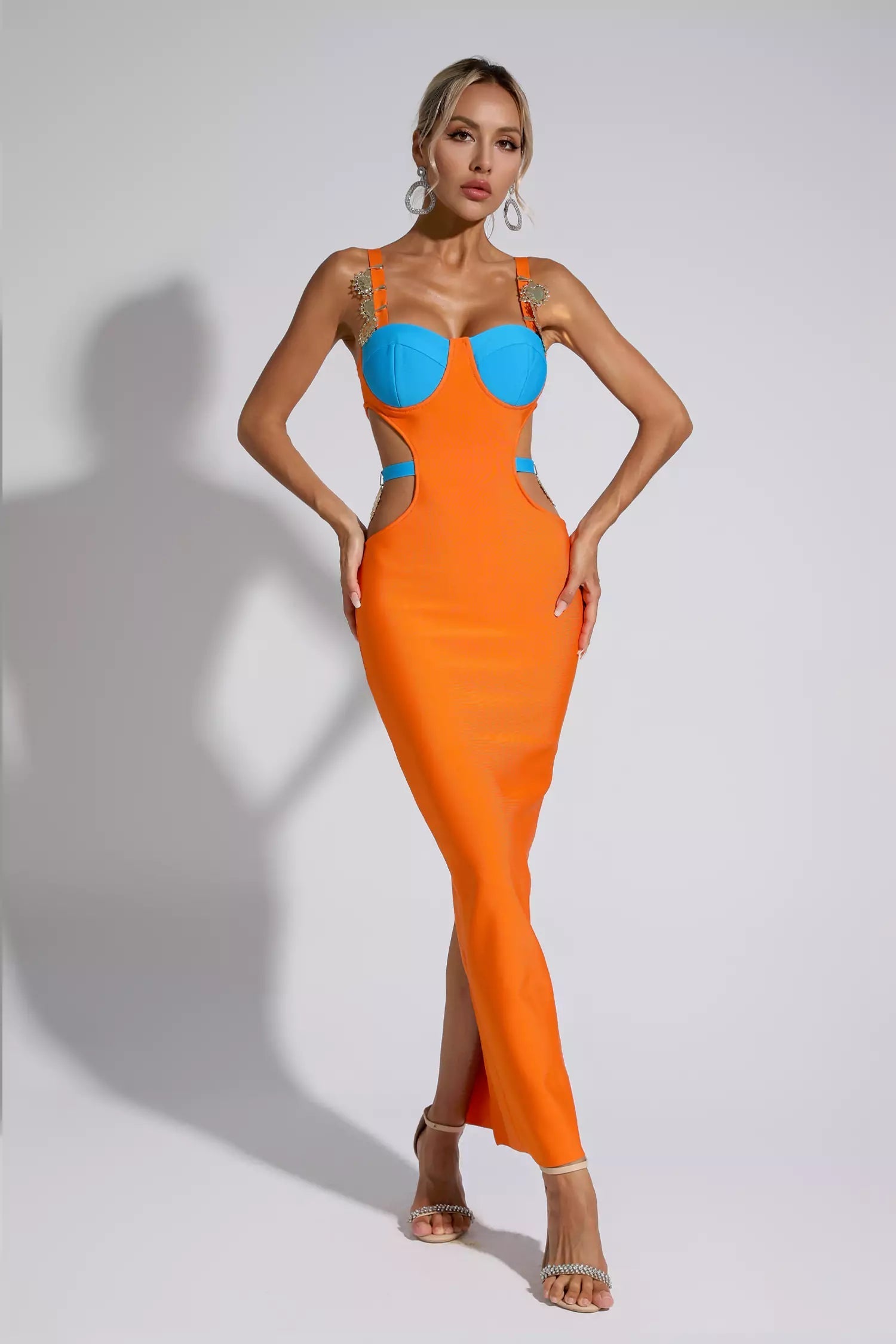 Kesia Bandage Metallic Maxi Dress