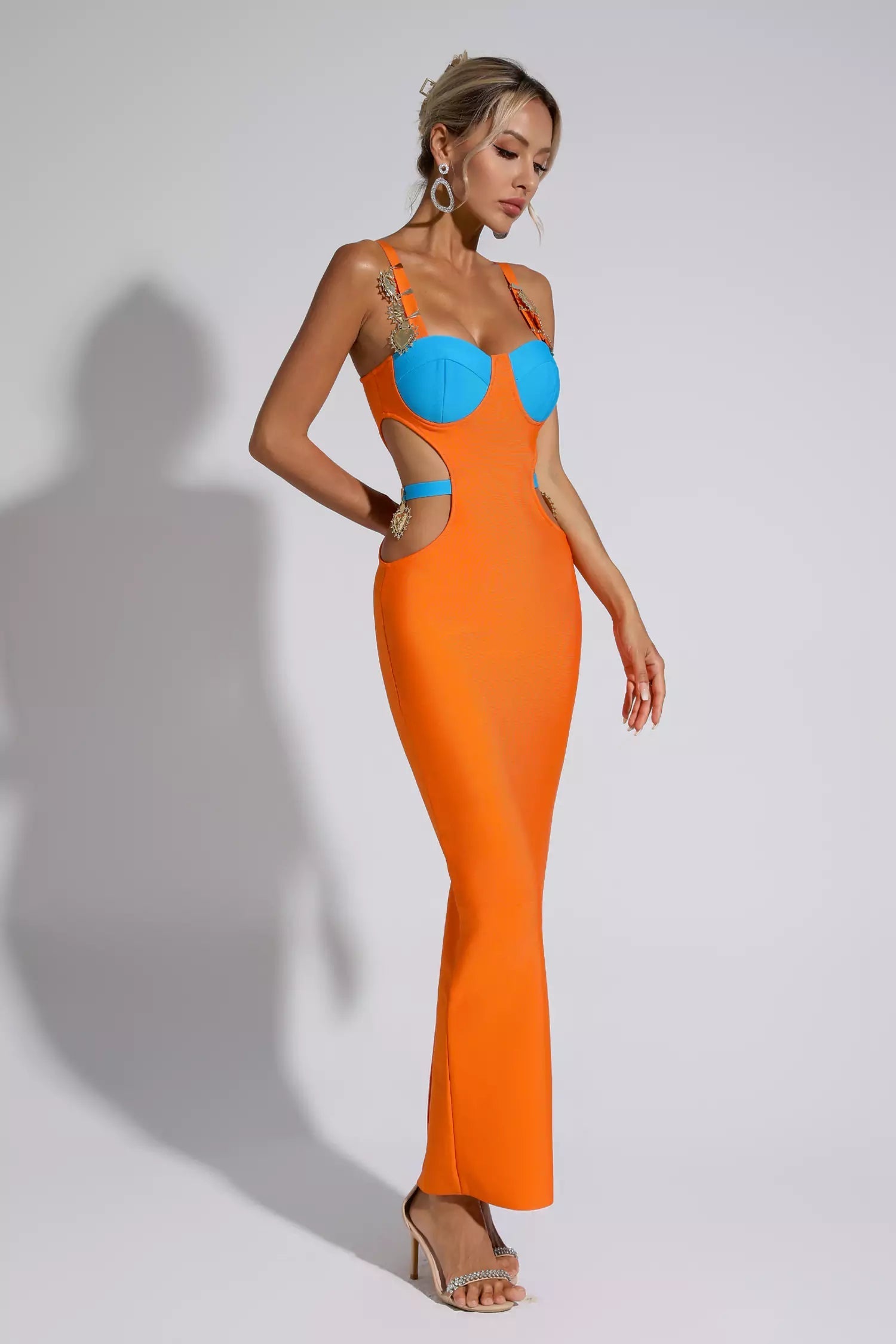 Kesia Bandage Metallic Maxi Dress