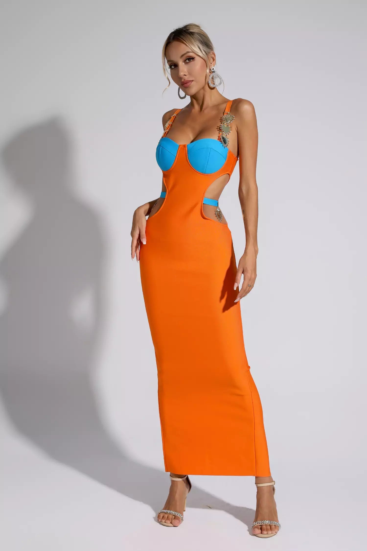 Kesia Bandage Metallic Maxi Dress