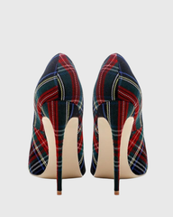 Doe Check Print Pumps In Navy