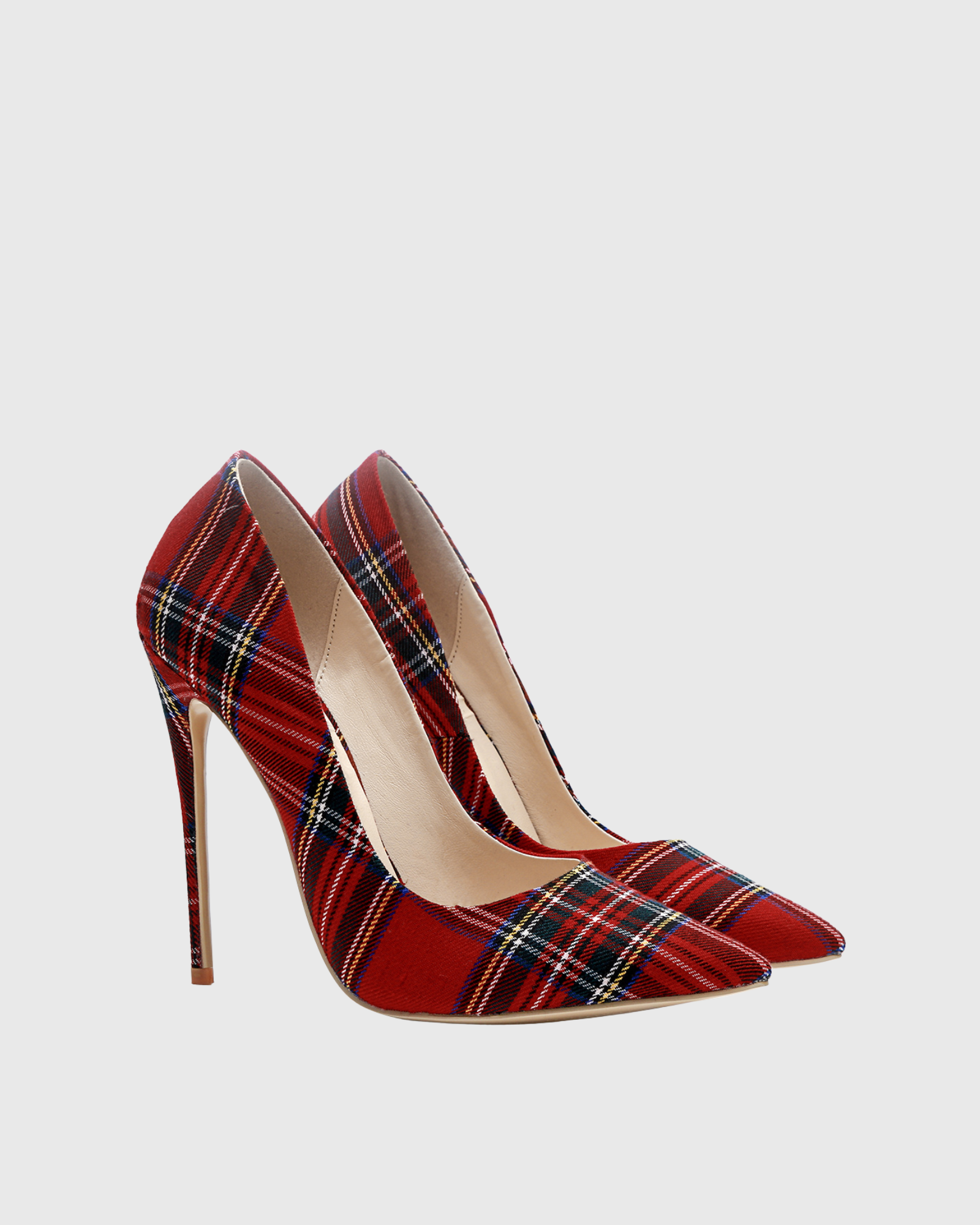 Doe Check Print Pumps In Red