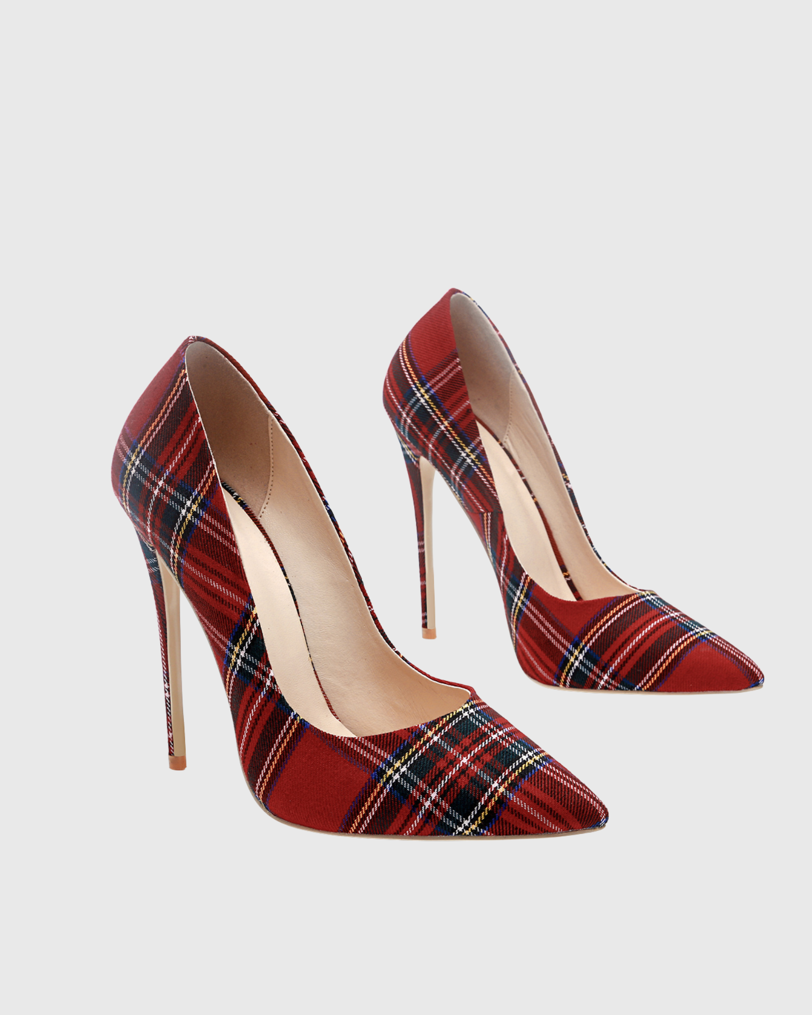 Doe Check Print Pumps In Red