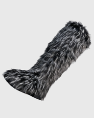 Dora Faux Fur Thigh Boots In Black & Grey