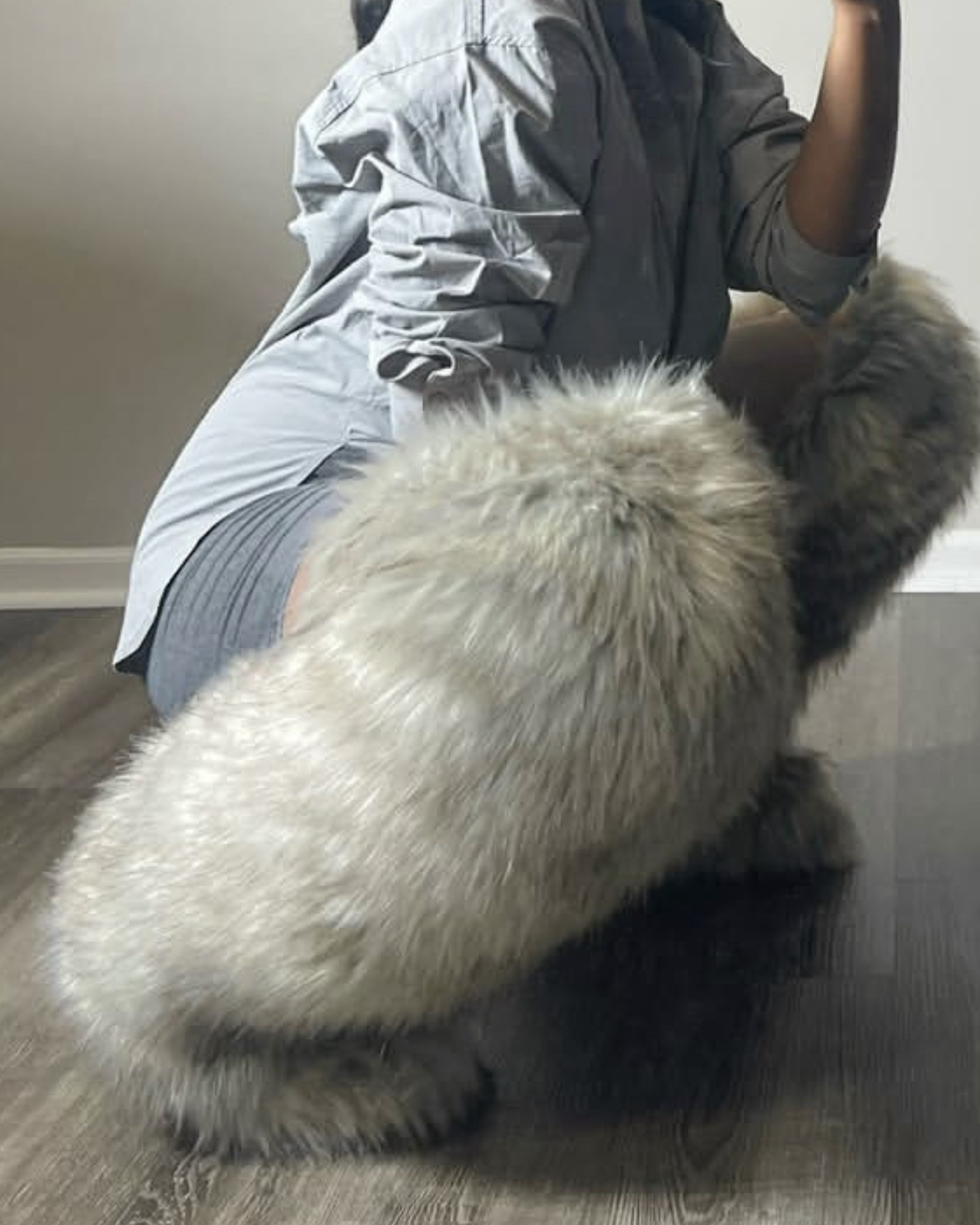 Dora Faux Fur Thigh Boots In Grey