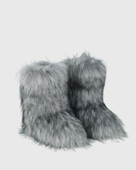 Dora Faux Fur  Ankle Boots In Grey