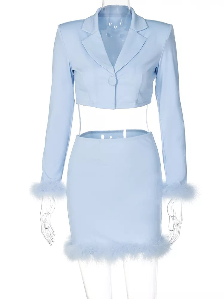 FEATHER TRIM MINI SKIRT