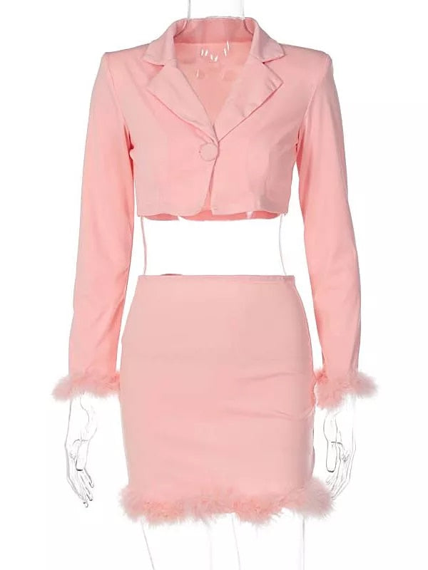 FEATHER TRIM MINI SKIRT