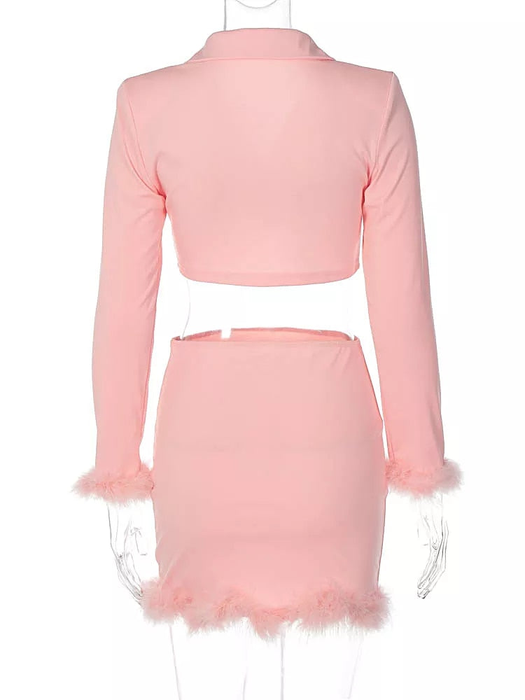 FEATHER TRIM MINI SKIRT