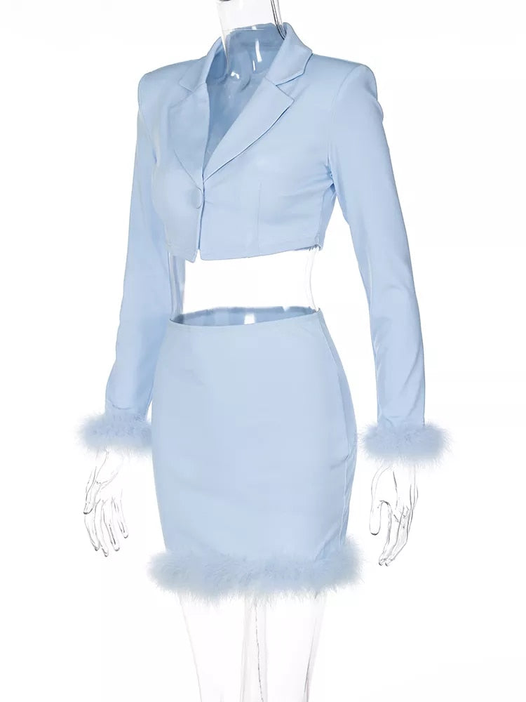 FEATHER TRIM MINI SKIRT