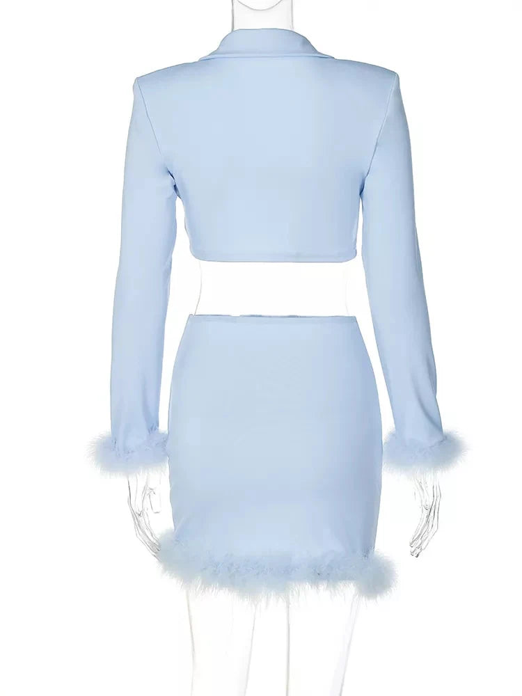 FEATHER TRIM MINI SKIRT