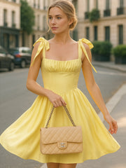 Tie-Shoulder Square Neck Mini Dress