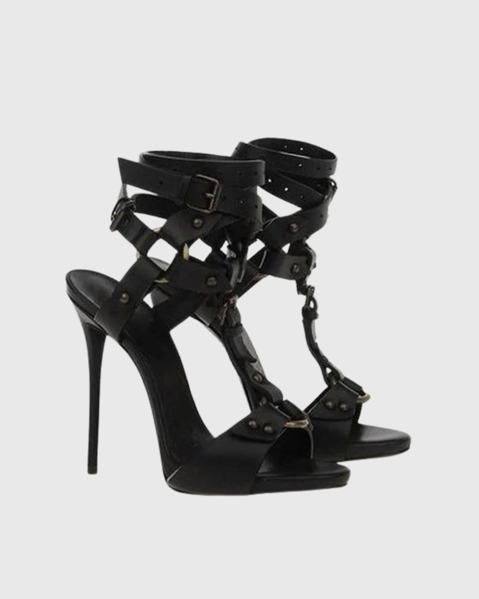 Earleen Studded Strap Gladiator Sandals In Black