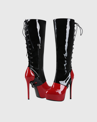 Eavan Splicing Platform Lace Up Boots