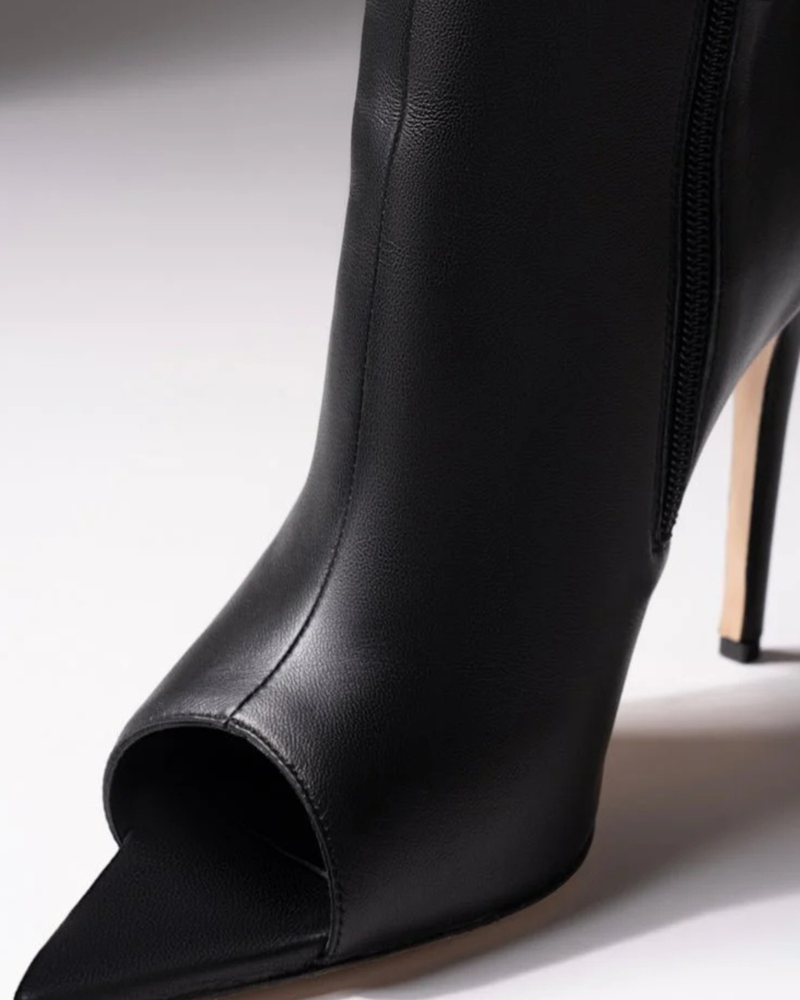 Edik Tie Up Bow Open Toe Boots In Black