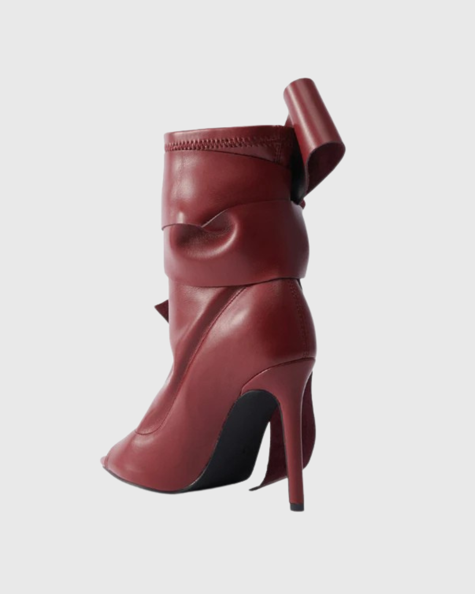 Edik Tie Up Bow Open Toe Boots In Wine