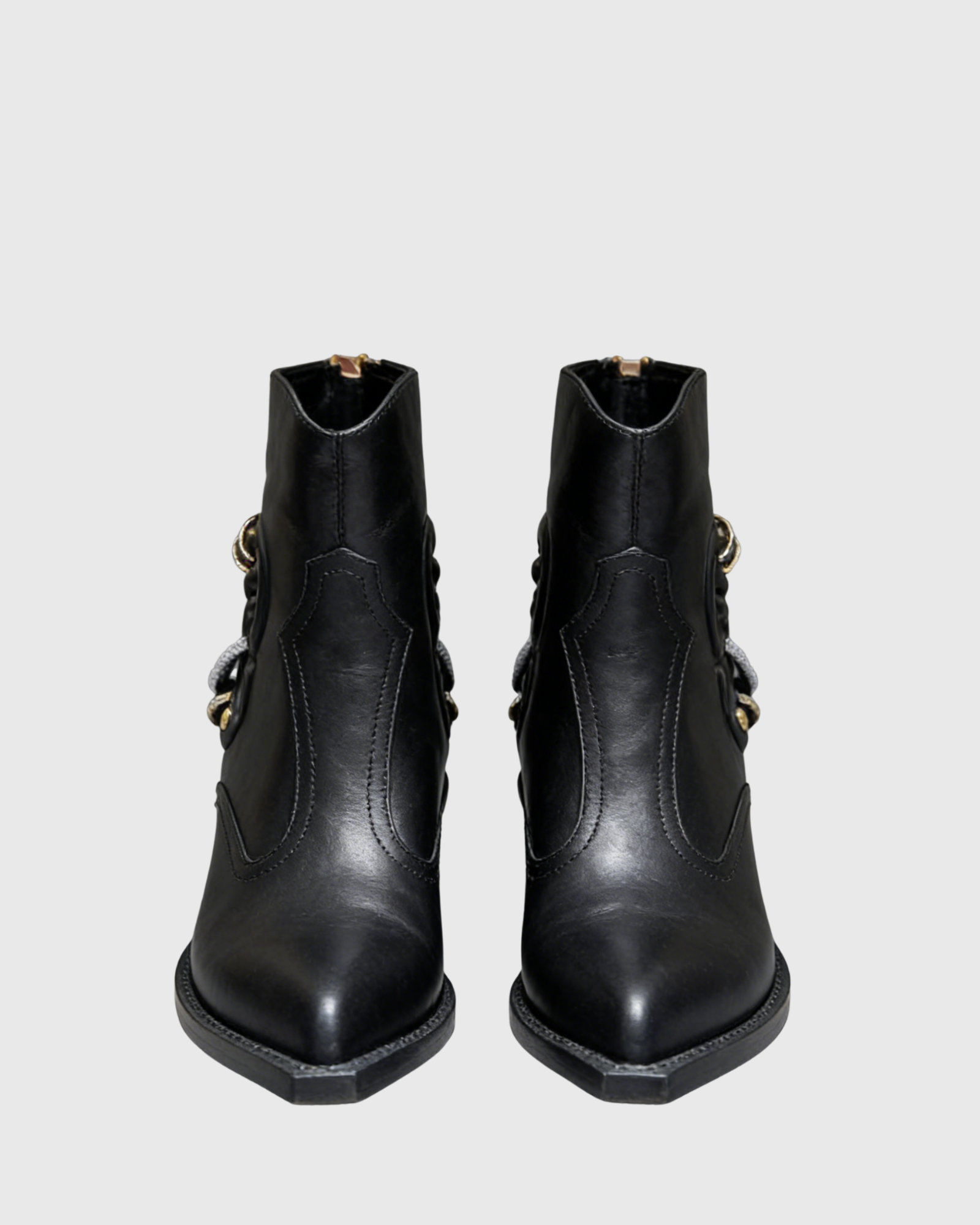 Eira Earring Western Ankle Boots In Black