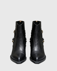 Eira Earring Western Ankle Boots In Black