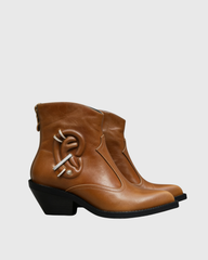 Eira Earring Western Ankle Boots In Mocha