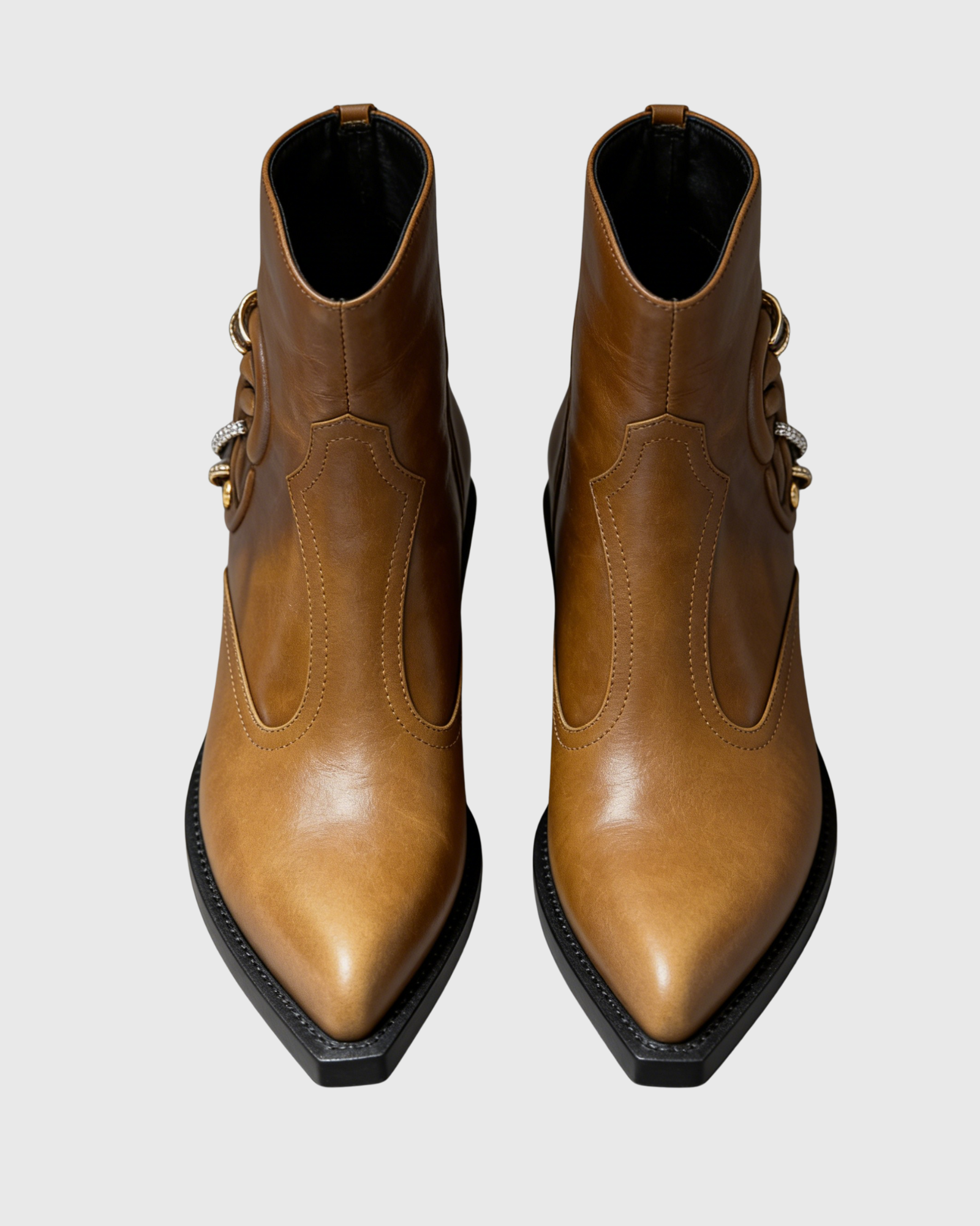 Eira Earring Western Ankle Boots In Mocha