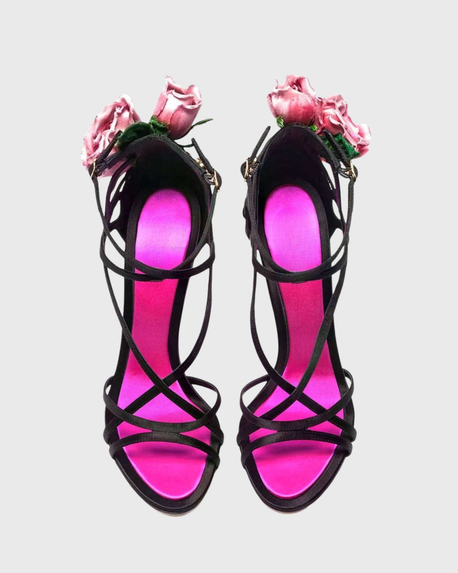 Elek Floral Strappy Satin Sandals In Purple