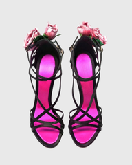 Elek Floral Strappy Satin Sandals In Purple