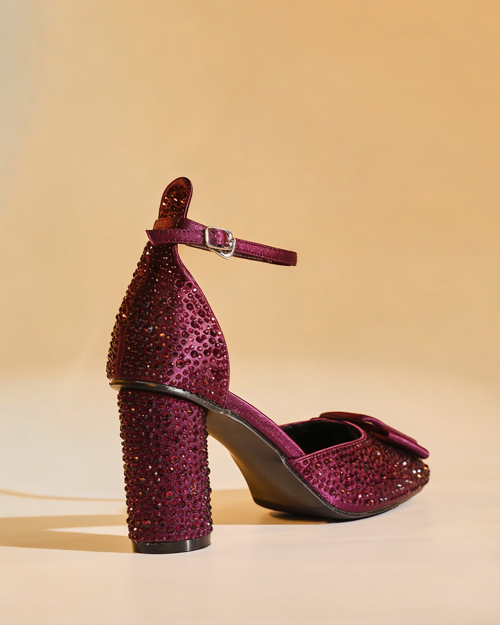 Elen Rhinestone Buckle Pumps In Wine