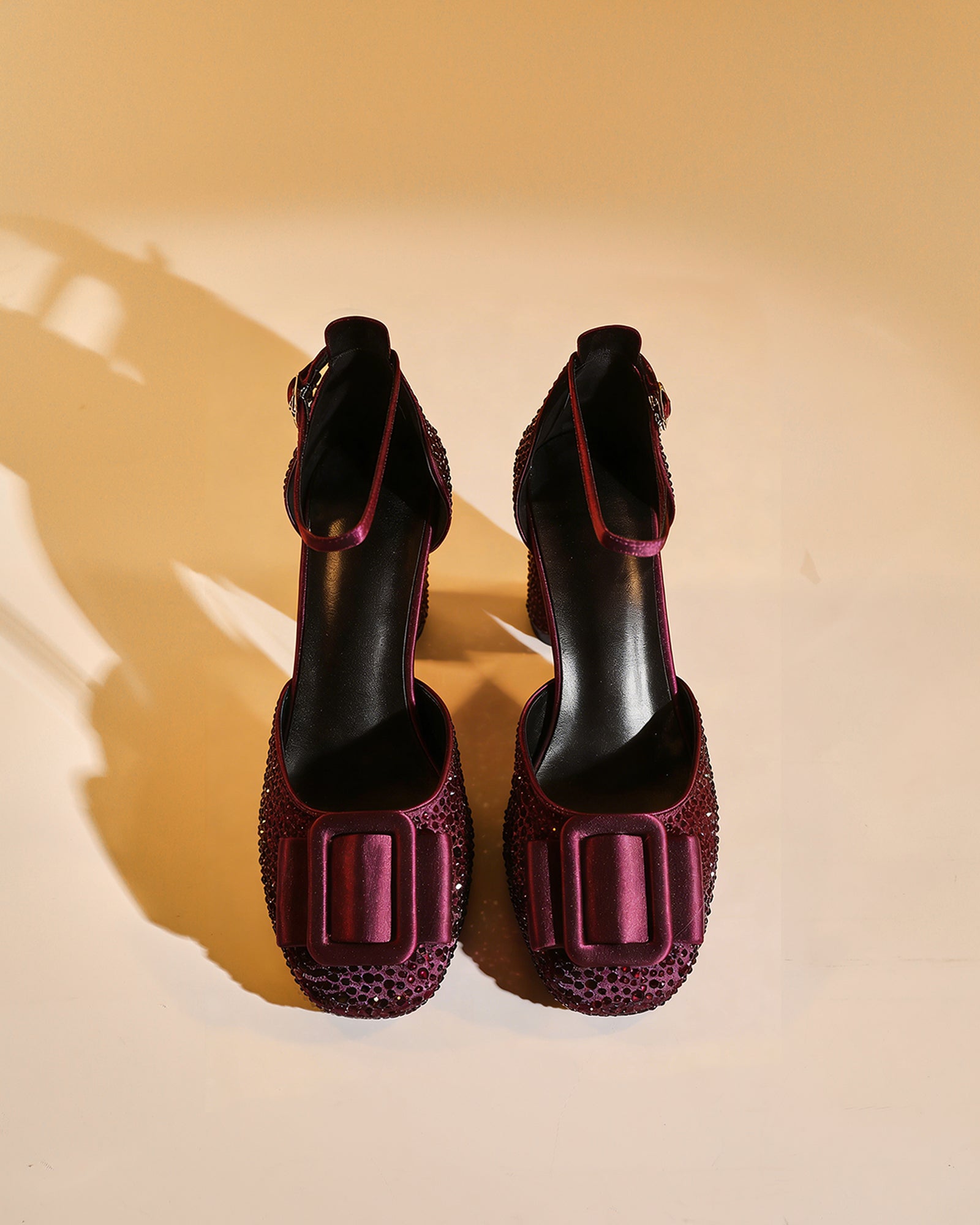 Elen Rhinestone Buckle Pumps In Wine