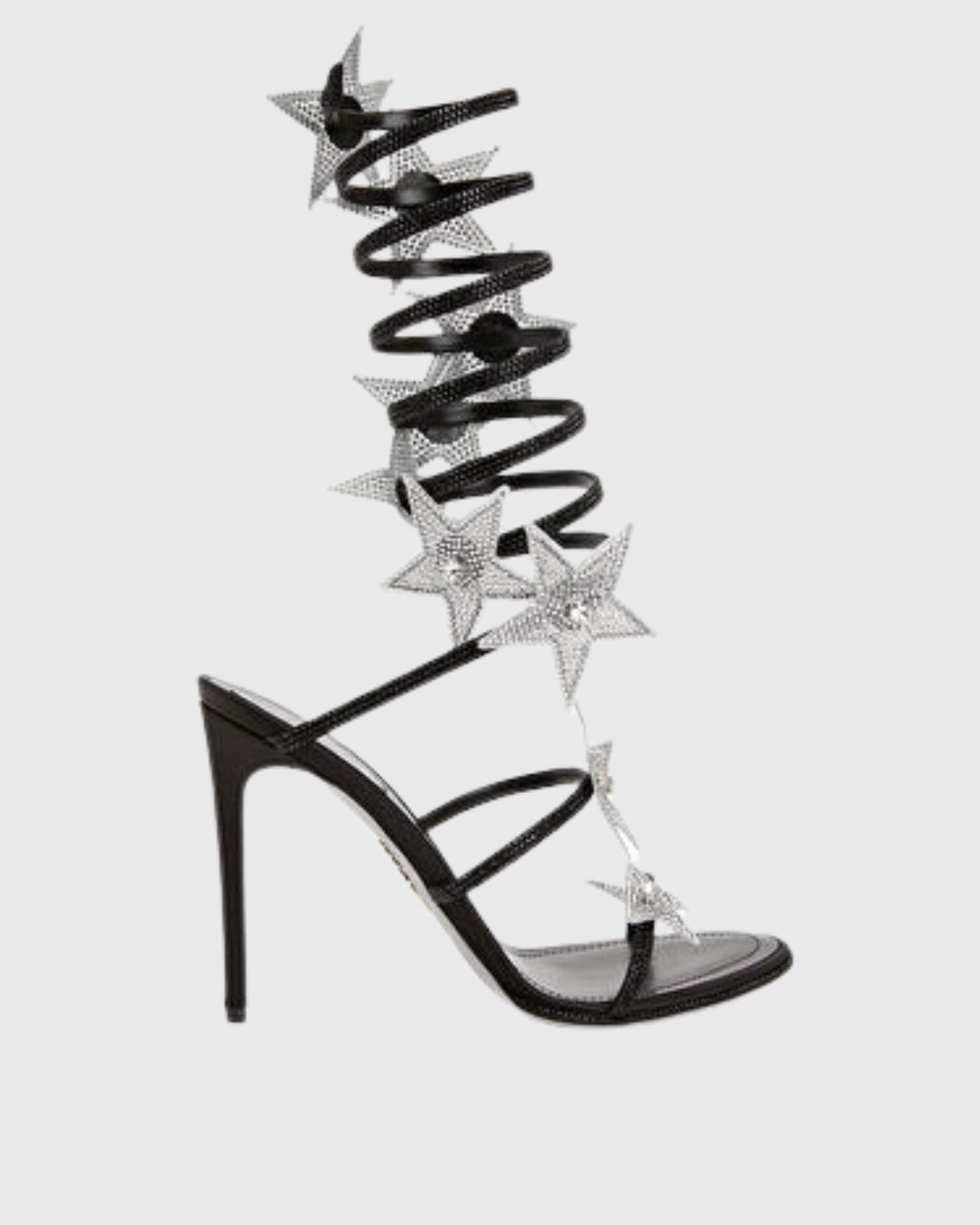 Elisa Star Knee High Snake Sandals In Black