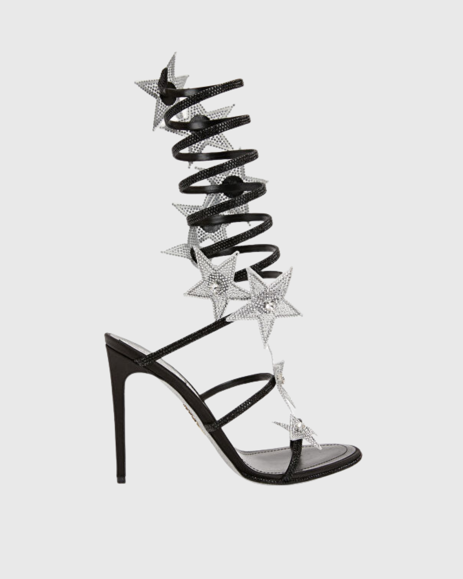 Elisa Star Knee High Snake Sandals In Black