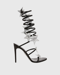 Elisa Star Knee High Snake Sandals In Black