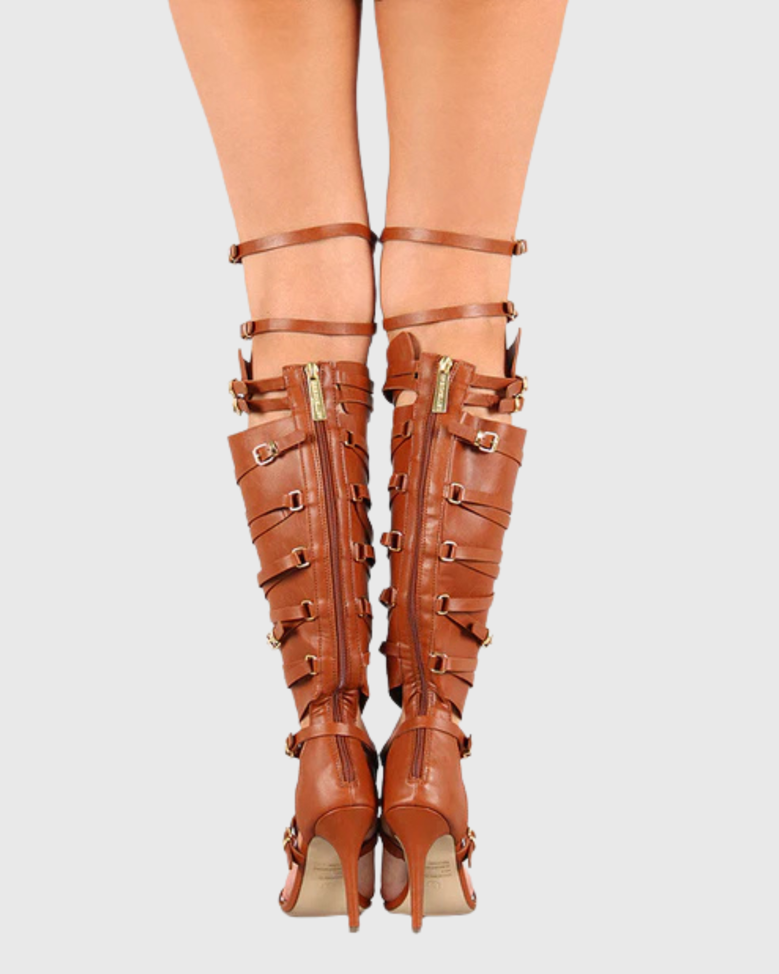 Eloy Leg Wrap Gladiator Sandals In Cognac