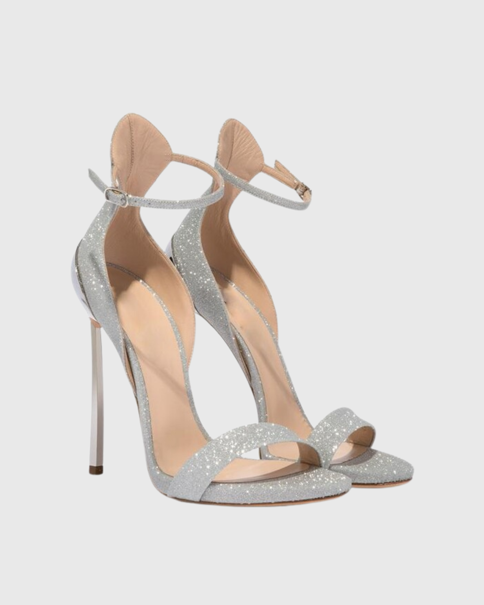 Evelina Glitter Strap Sandals In Silver