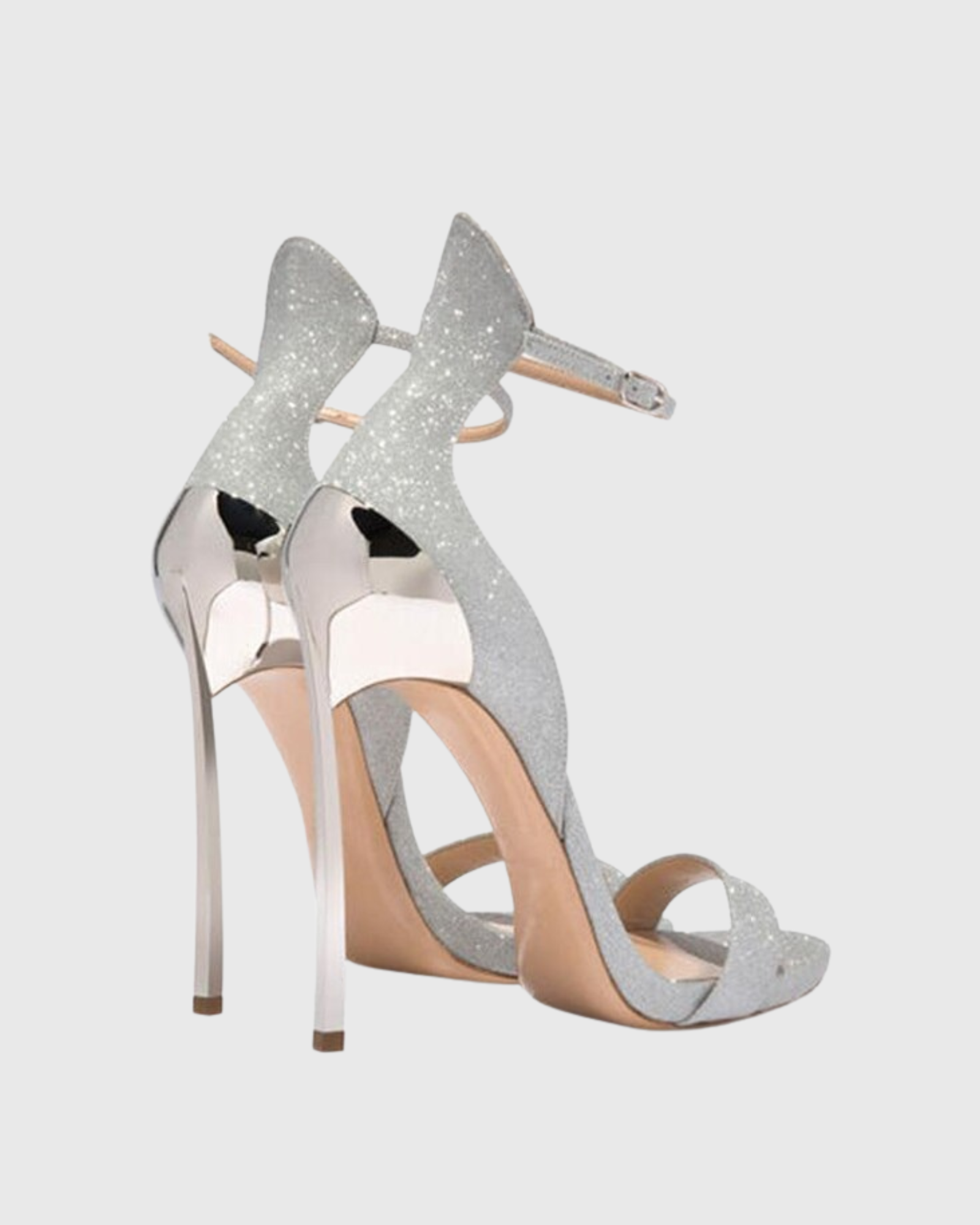Evelina Glitter Strap Sandals In Silver