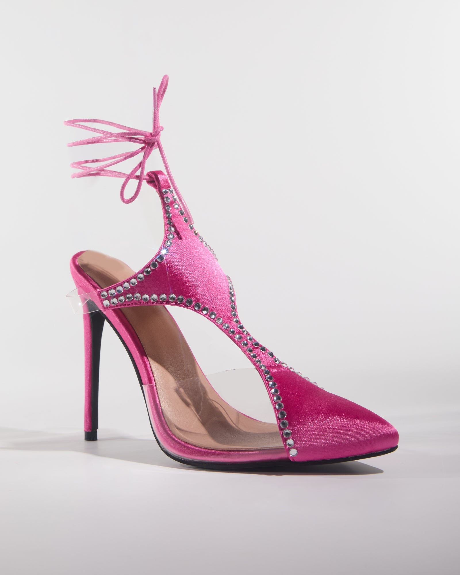 Everly Rhinestone Sexy Cutout Lace Up Pumps