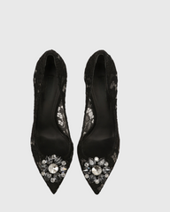 Ezra Rhinestone Lace Pumps In Black