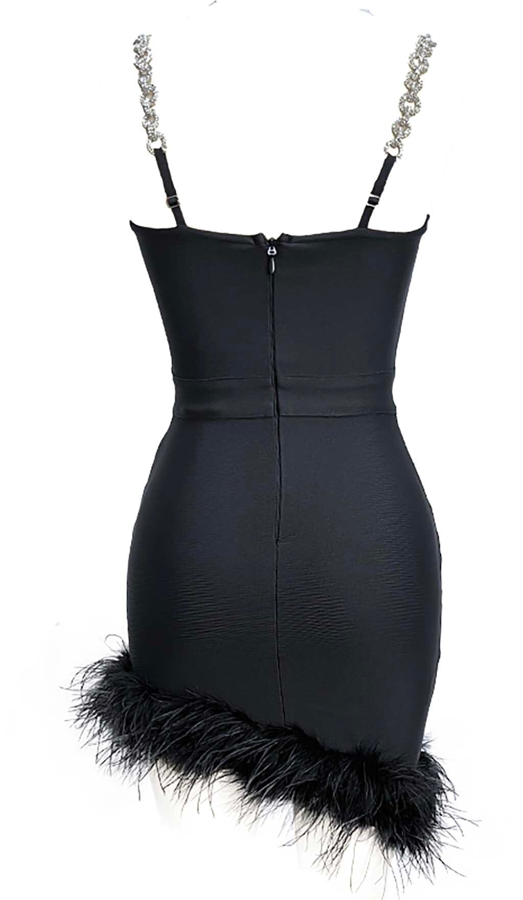 Metal Strap Feather Bandage Dress