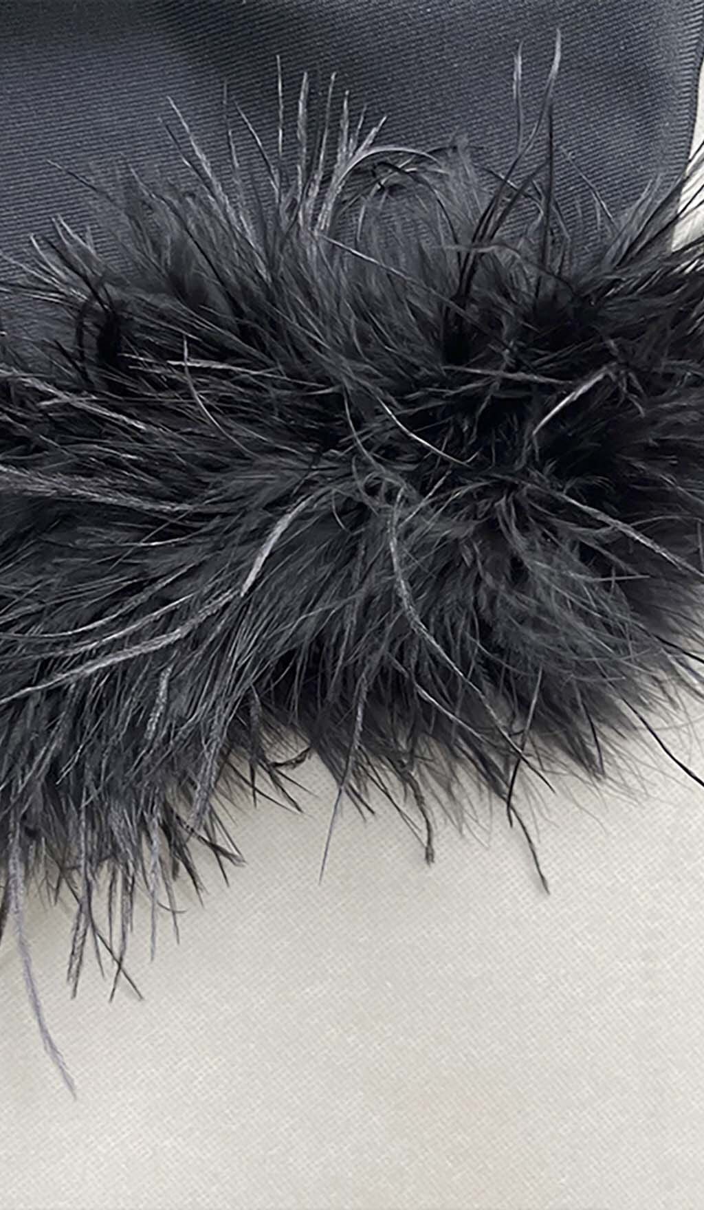 Metal Strap Feather Bandage Dress