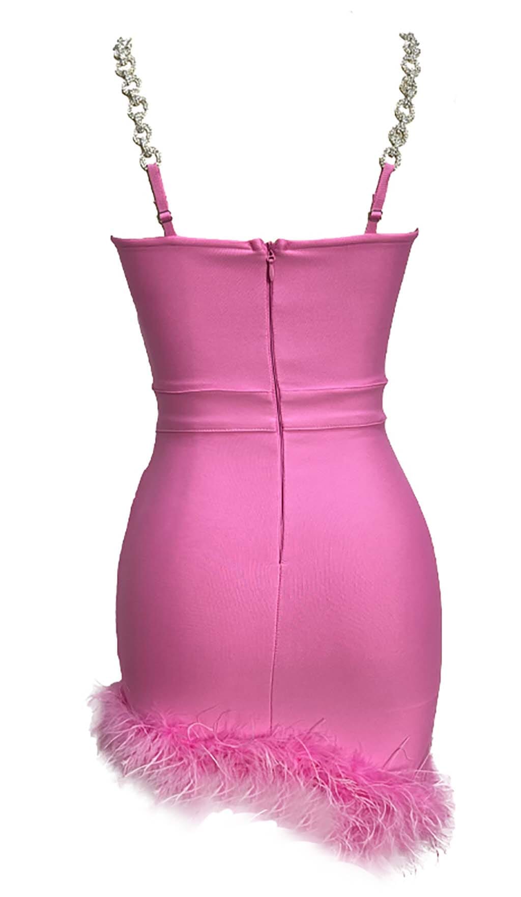 Metal Strap Feather Bandage Dress