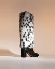 Faux Fur Boot Covers In Snow Leopard