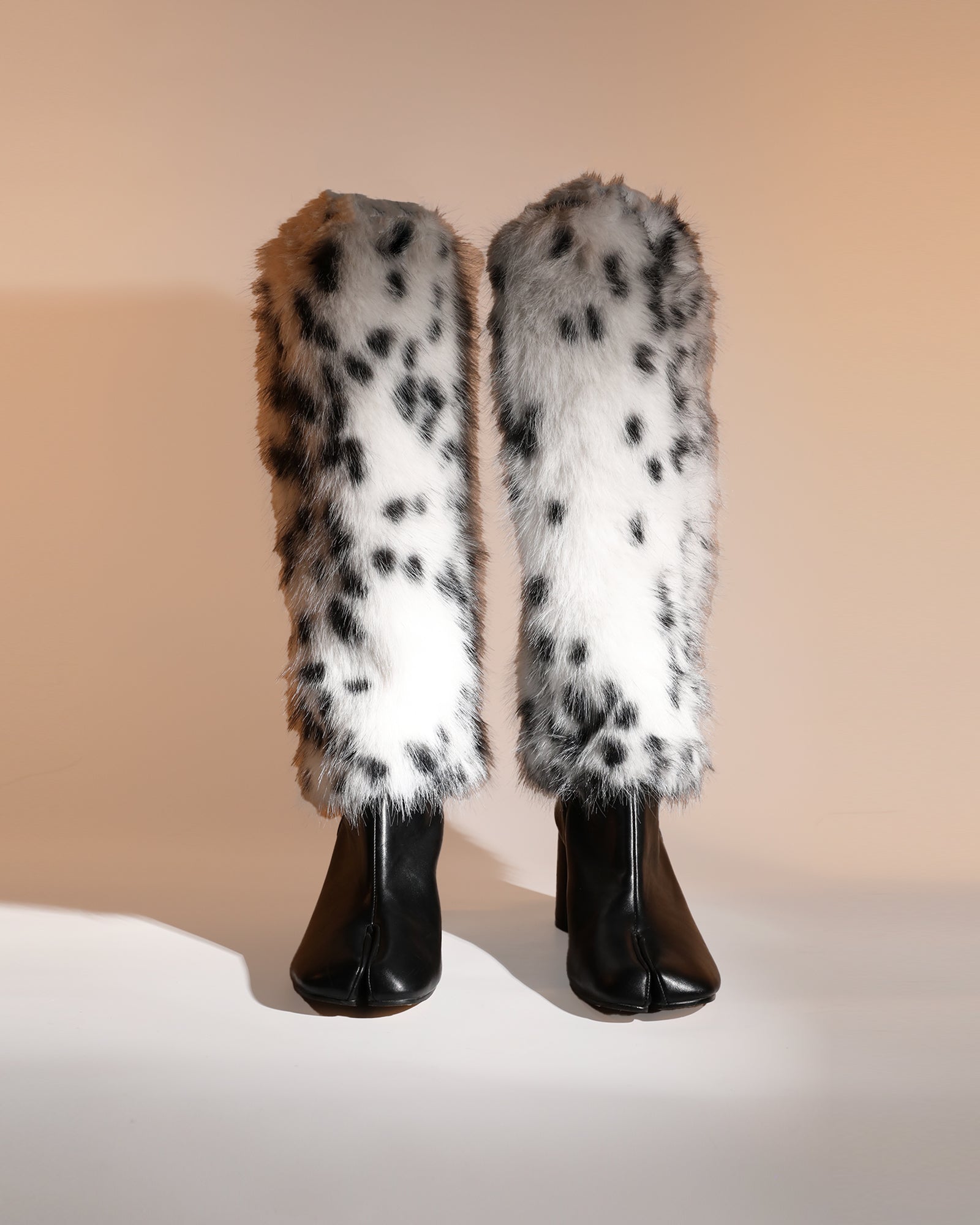 Faux Fur Boot Covers In Snow Leopard