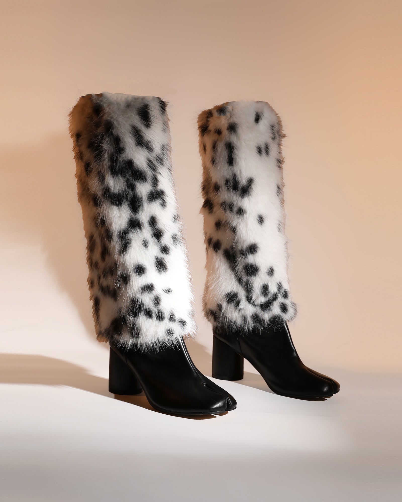 Faux Fur Boot Covers In Snow Leopard
