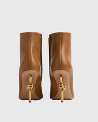 Fiamma Leather Metal Knot Ankle Boots In Brown