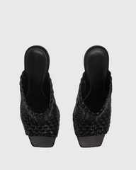 Fiamma Woven Metal Knot Mules In Black