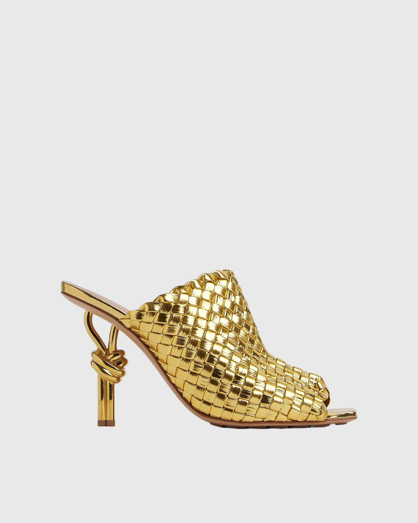 Fiamma Woven Metal Knot Mules In Gold