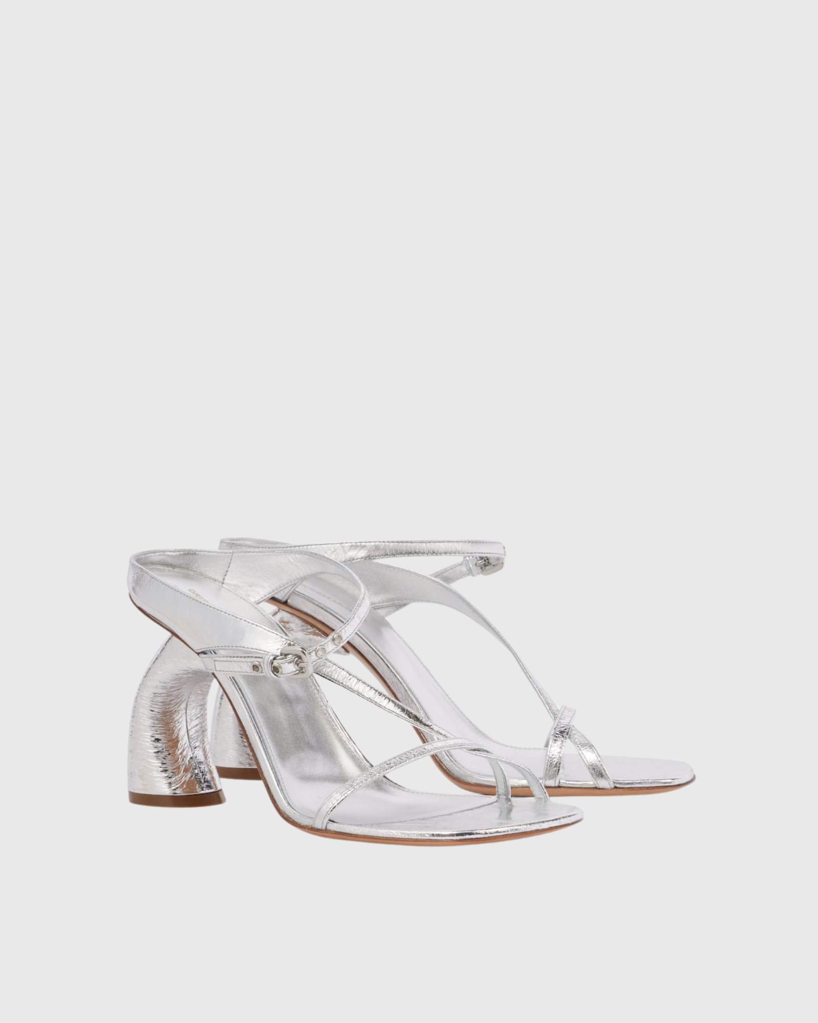 Fina Metallic Sculptural Heels In Silver