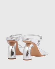 Fina Metallic Sculptural Heels In Silver