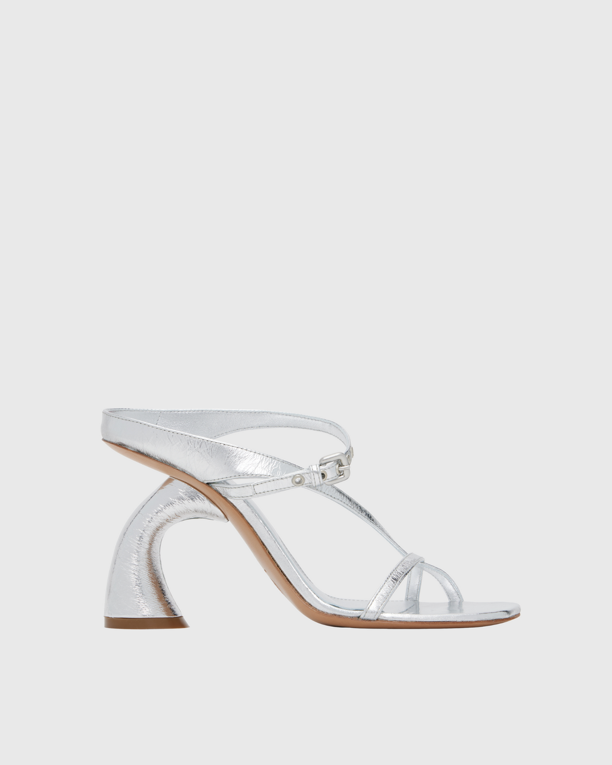 Fina Metallic Sculptural Heels In Silver