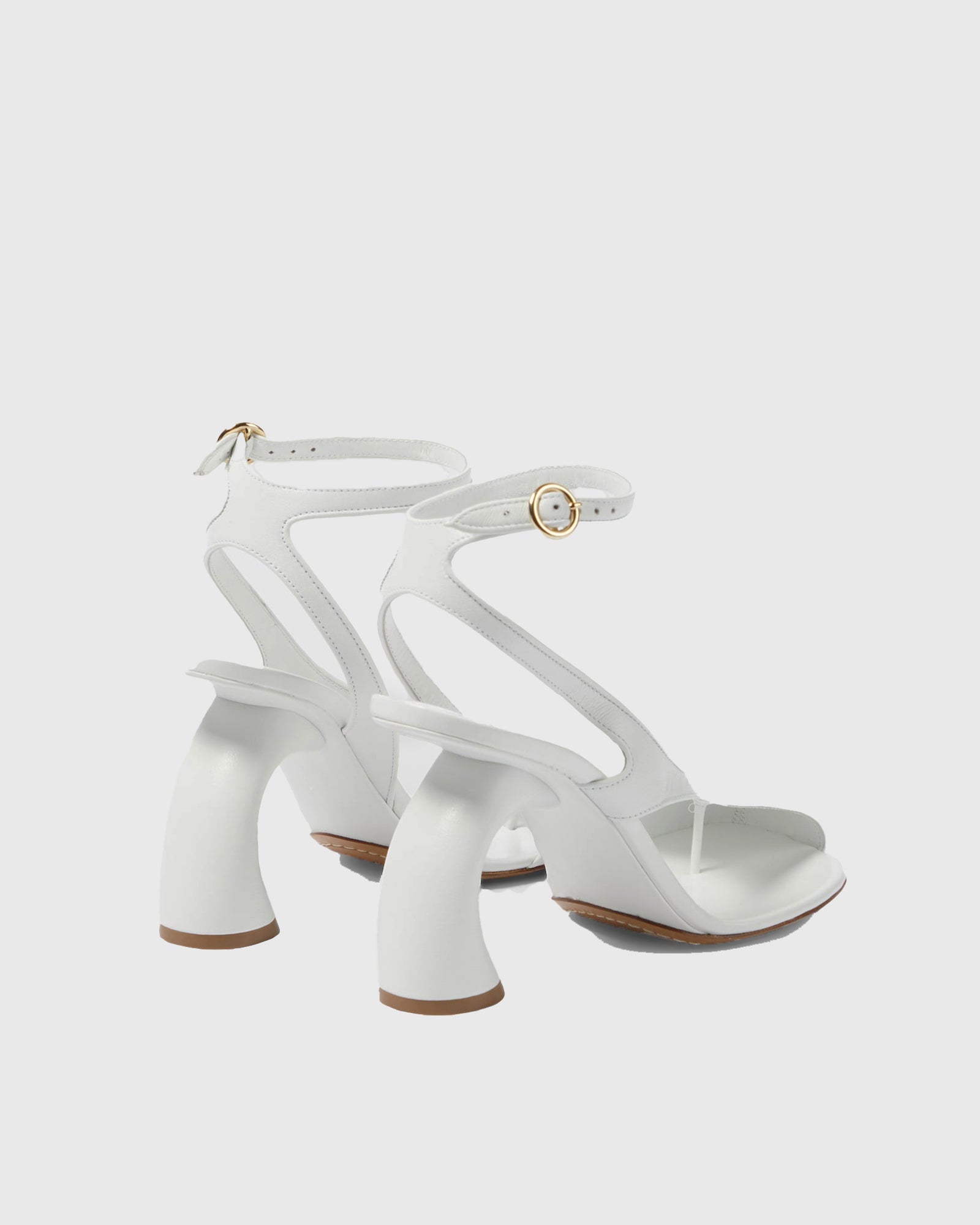 Fina Split Toe Flared Heel Sandals In White